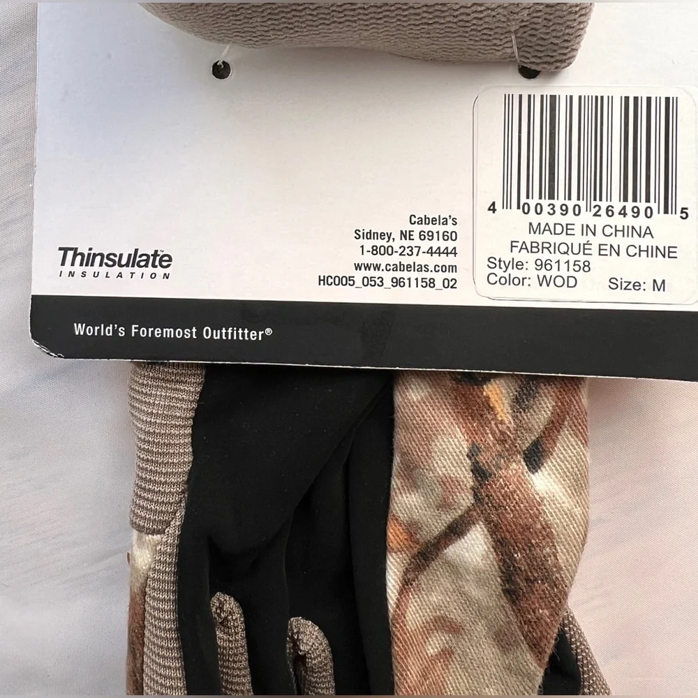 Cabela's hunting Youth gloves Adjustable cuff Stretchy lightweight New Size M